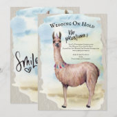 Grappige Lama Uitstel Op Hold Trouwen Kaart (Voorkant / Achterkant)