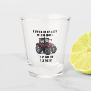 Grappige landbouwcitaat tractor hard werken shot glas