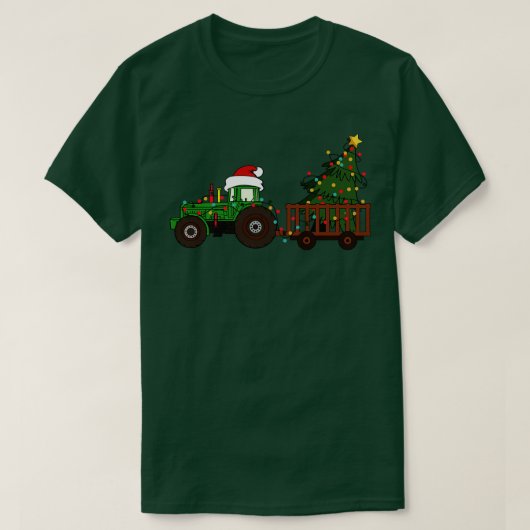 Grappige landbouwtractor grafisch Kerstboom kader T-shirt (Design voorkant)