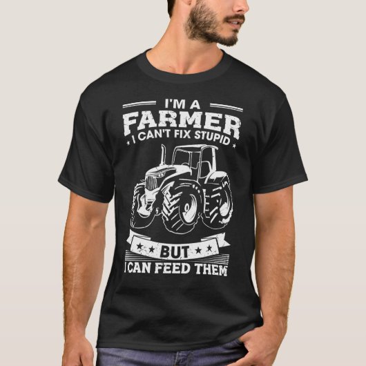 Grappige landbouwtractor Ik ben een boer Ik voed m T-shirt (Voorkant)
