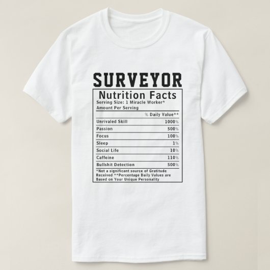 Grappige Landmeter Voedingsfeiten technische gesch T-shirt (Design voorkant)