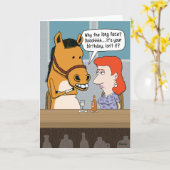 Grappige Lange Gezicht Paard Verjaardag Kaart (Gele Bloem)