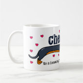 Grappige lange koffiepauze hond koffiemok (Links)