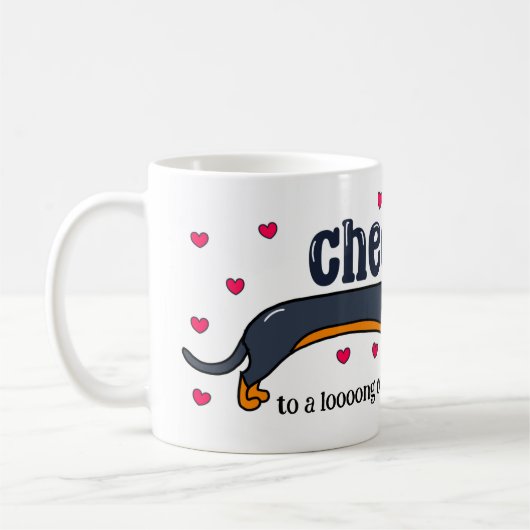 Grappige lange koffiepauze hond koffiemok (Links)