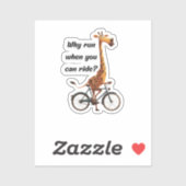 Grappige Lange Nek Giraffe op de Fiets – gekke mem Sticker (Vel)
