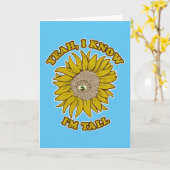 Grappige lange vrouw kaart (Gele Bloem)