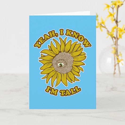 Grappige lange vrouw kaart (Gele Bloem)