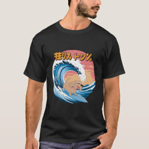 Grappige langharige teckel Japanse Kanagawa Wave T-shirt
