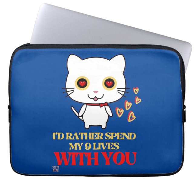 grappige laptophoes "CUTE CAT" Laptop Sleeve (Voorkant)