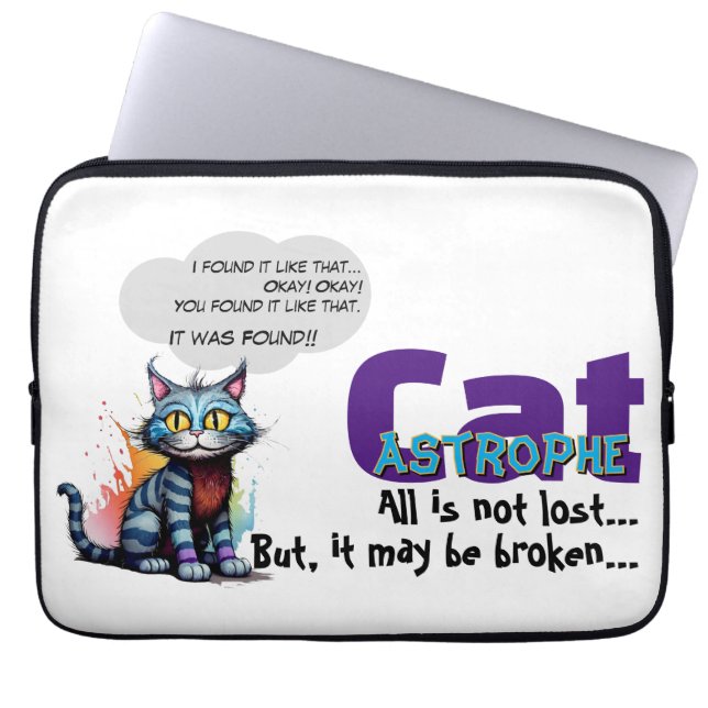 Grappige laptophoes – KatAstrophe: ...niet verlore Laptop Sleeve (Voorkant)
