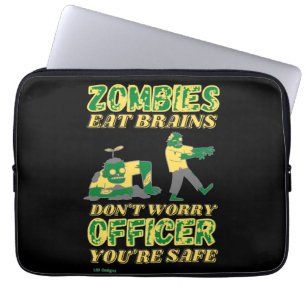 grappige laptophoes "ZOMBIES EAT BRAINS..." Laptop Sleeve