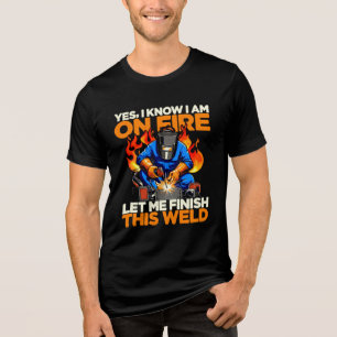 Grappige lasser Ja ik weet dat ik in brand sta Her Tri-Blend Shirt