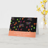 Grappige late gelukkige verjaardagswens kaart (Gele Bloem)