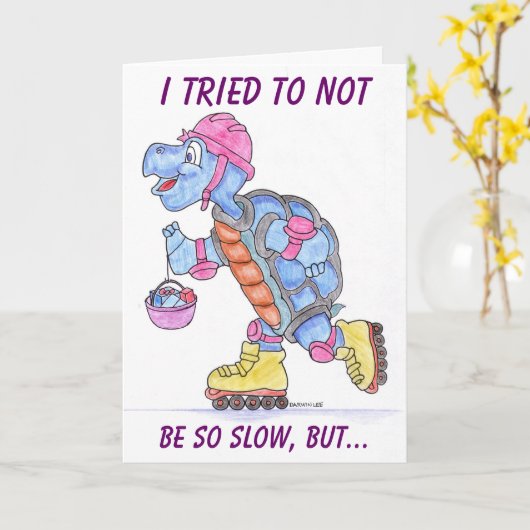 Grappige late Happy Birthday Kaart (Gele Bloem)