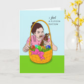 Grappige late paasgroeten kaart (Gele Bloem)