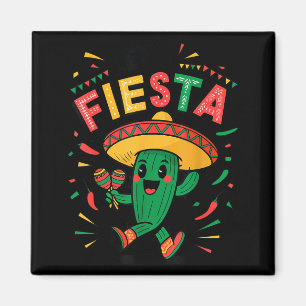 Grappige Laten we Feest Cactus Cinco Meiw Mexicaan Magneet