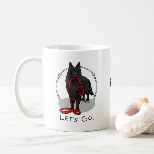 Grappige Laten we gaan! Wandelende Belgische Herde Koffiemok (Met donut)