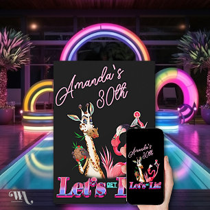 Grappige Laten we verlichte neon cocktail verjaard Kaart