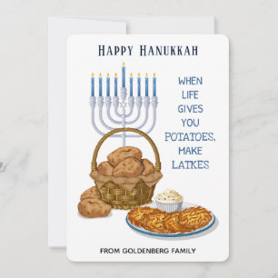 Grappige Latkes Aardappel Humor Hanukkah Groet Feestdagenkaart