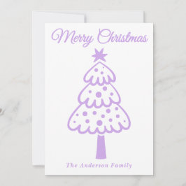 Grappige Lavendel Hand getrokken kerstboom Feestdagenkaart