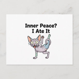 Grappige lavendel Sphynx kat cartoon kunst Briefkaart