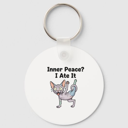 Grappige lavendel Sphynx kat cartoon kunst Sleutelhanger (Voorkant)
