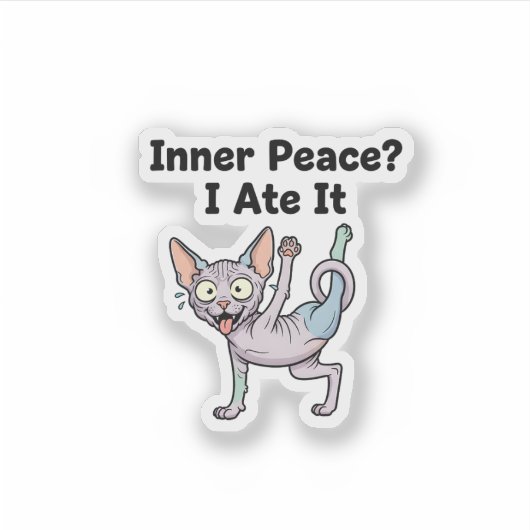 Grappige lavendel Sphynx kat cartoon kunst Sticker (Voorkant)