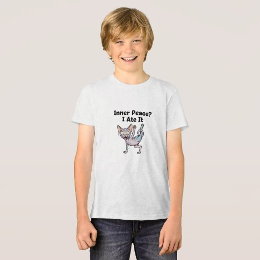 Grappige lavendel Sphynx kat cartoon kunst Tri-Blend Shirt (Voorkant volledig)