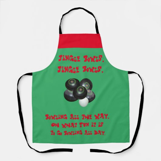 Grappige Lawn Bowls kerst, Schort (Voorkant)