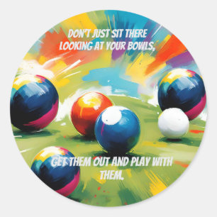Grappige Lawn Bowls Kleur Splash, Ronde Sticker