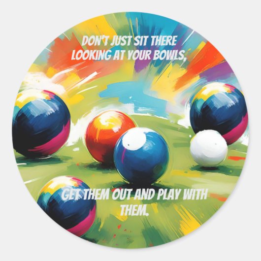 Grappige Lawn Bowls Kleur Splash, Ronde Sticker (Voorkant)
