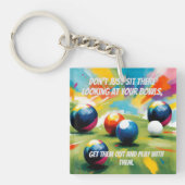 Grappige Lawn Bowls Kleur Splash, Sleutelhanger (voorkant)