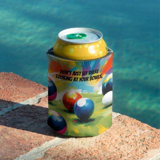 Grappige Lawn Bowls Kleurensplash, Blikjeskoeler (Insitu Zwembad)