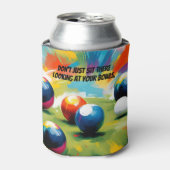 Grappige Lawn Bowls Kleurensplash, Blikjeskoeler (Blikje Voorkant)