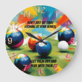 Grappige Lawn Bowls Kleurensplash, Grote Klok (Voorkant)