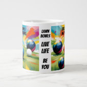 Grappige Lawn Bowls Kleurensplash, Grote Koffiekop (Voorkant)
