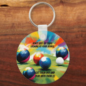 Grappige Lawn Bowls Kleurensplash, Sleutelhanger (Voorkant)