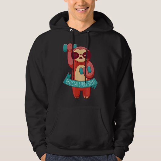 Grappige Layz Sloth Gewichtheffen Workout Sport Hoodie (Voorkant)