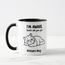 Grappige Lazy Cat Mok - Custom Ik ben Wake Cup