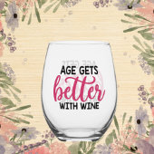 Grappige leeftijd wijn woord kunst wijnglas zonder voet