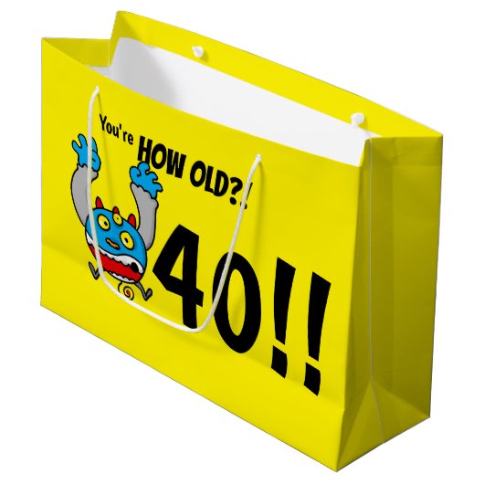 Grappige leeftijds grap voor 40e verjaardag groot cadeauzakje (Voorkant Gekanteld)