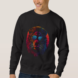 Grappige Leeuw Cool Dierenvriend Retro Art Cat Kin Trui