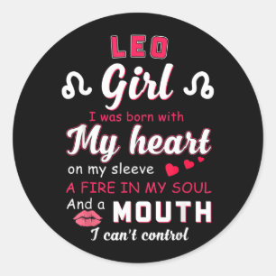 Grappige Leeuw Meisje Quote Met Sterrenbeeld Verja Ronde Sticker