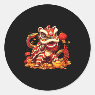 Grappige Leeuw Slang Chinees Nieuwjaar 2025 Vrouwe Ronde Sticker