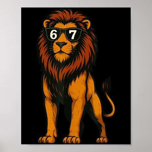 Grappige Leeuw Sungles 67 Zes Zeven Meme Poster (Voorkant)