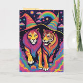 Grappige Leeuw/Tijger Halloween Kaart (Achterkant)