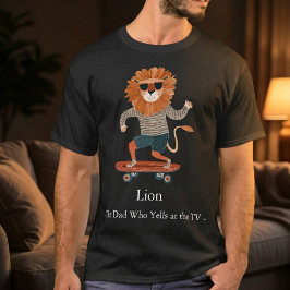 Grappige Leeuwenpapa Die tegen de TV Schreeuwt T-S T-shirt