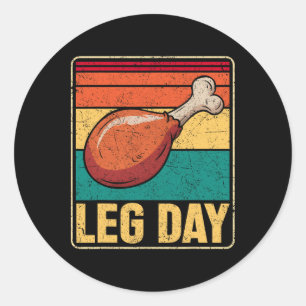 Grappige Leg Day Kostuum Kalkoen Dag Pelgrim Dankz Ronde Sticker