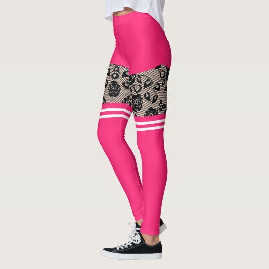 Grappige Leggings Faux Lace Fishnet Sokken en Shor (Links)