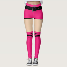 Grappige Leggings Faux Pink Shorts en Sokken Stijl
